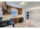 Charming kitchen features matching cabinets and an adjacent dining area with sliding glass doors at 11111 Shannon Cir, Hampton, GA 30228