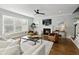 Bright living room with a fireplace, large windows, and comfortable furniture at 1760 Grand Oaks Drive, Woodstock, GA 30188