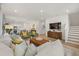 Bright living room with an open-concept floor plan, hardwood floors, and large TV at 465 Madison Lakeview Dr, Acworth, GA 30102