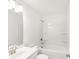 A clean bathroom featuring a single sink and a shower-tub combo at 1115 Lockhart Way, Douglasville, GA 30135