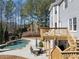 Elevated deck with a large inground swimming pool and beautiful landscaping at 118 Savanna Estates Dr, Canton, GA 30115