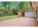 A wooden deck overlooks a backyard with mature trees and privacy fencing at 3363 Briarcliff Ne Rd, Atlanta, GA 30345