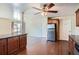 Open-concept kitchen featuring stainless steel appliances and hardwood floors at 1276 Clay Sw Rd, Mableton, GA 30126