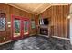 Cozy guest house interior showcasing a wood-burning fireplace and stylish dark floors at 1352 Middlesex Ne Ave, Atlanta, GA 30306