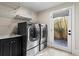 Laundry room with new washer and dryer, sink and cabinet, and door to fenced outdoor area at 1352 Middlesex Ne Ave, Atlanta, GA 30306