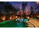 Inviting backyard pool with stone accents, fire bowls, hot tub, and charming cabana area at 1352 Middlesex Ne Ave, Atlanta, GA 30306