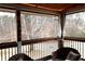Relaxing covered patio with comfortable seating, decorative tiki statues, and view to the wooded backyard at 4040 Merritt Dr, Cumming, GA 30041
