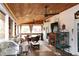 The screened-in porch is perfect for relaxing, with wood ceiling and fireplace at 4040 Merritt Dr, Cumming, GA 30041
