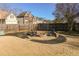 Backyard featuring a brick fire pit, seating, green grass, and bordered by black mulch at 2250 Snug Ne Hbr, Marietta, GA 30066