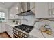 Close-up of the modern kitchen with stainless steel range at 4634 Meadow Bluff Ln, Suwanee, GA 30024