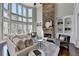 Cozy living room with floor-to-ceiling windows and stone fireplace at 4634 Meadow Bluff Ln, Suwanee, GA 30024