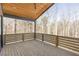 Outdoor deck with wood railing offering a serene view of the surrounding woods at 165 Cedarwood Ln, Roswell, GA 30075