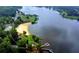 Beautiful aerial view of lake and park featuring sandy beach, swimming, recreation, and serene natural surroundings at 4308 Southside Dr, Acworth, GA 30101