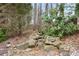 A charming water feature with natural rocks and greenery adds a tranquil touch to the landscape at 2964 Perimeter Cir, Buford, GA 30519