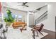 Bright living room featuring a cozy sofa, fireplace, and large windows overlooking the neighborhood at 223 16Th Nw St # 2, Atlanta, GA 30363