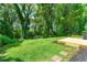 Lush backyard featuring mature trees, green grass, and a wooden deck at 2682 Miriam Ln, Decatur, GA 30032