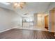 Open floor plan featuring hardwood flooring and access to the kitchen at 1492 Cobb Branch Dr, Decatur, GA 30032