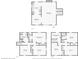 Detailed home layout of first and second floors along with basement with kitchen, dining, and bedrooms at 2248 Bethel Rd, Conyers, GA 30012