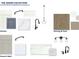 Adair collection design board showcasing kitchen cabinets, flooring, paint, and bathroom finishes at 206 Wild Ginger Bend, Woodstock, GA 30188