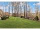 Lush backyard with expansive lawn and mature trees, perfect for outdoor activities at 406 Greyfield Dr, Canton, GA 30115
