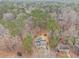 Aerial view of property with a pool, 2-story house and lush trees in the background at 620 Bell Se Rd, Conyers, GA 30094