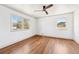 This naturally well-lit bedroom with beautiful wood floors offers peaceful views at 1771 Mount Vernon Rd, Atlanta, GA 30338