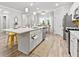 Kitchen with white countertops, modern stainless steel appliances, and stylish breakfast bar at 3903 Shelleydale Dr, Powder Springs, GA 30127