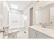 Bathroom with neutral walls, vinyl plank flooring, and skylight at 322 Corley Cir, Hiram, GA 30141