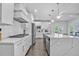 Modern kitchen with stainless steel appliances and island with quartz countertop at 2850 Stonehall Se Ct, Smyrna, GA 30080