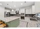 Modern kitchen with stainless steel appliances, island with seating, and granite countertops at 1439 Mill Pointe Ct, Lawrenceville, GA 30043