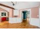 Open concept kitchen featuring terracotta flooring and a seamless transition to the adjacent living spaces at 1175 Kingsley Ne Cir, Atlanta, GA 30324