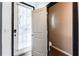 This bathroom features a modern door with sleek hardware for both privacy and style at 992 Belfry Ter, Fairburn, GA 30213