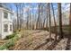 A spacious fenced backyard with lush landscaping and mature trees provides shade and privacy at 130 Cauley Club Ct, Johns Creek, GA 30097