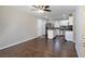 Open floorplan featuring a kitchen with stainless steel appliances and hardwood flooring throughout at 1798 Giben Rd, Atlanta, GA 30315