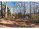 Spacious backyard featuring a circular patio area surrounded by mature trees, offering a private retreat at 2425 Pemberton Pt, Buford, GA 30519