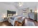 Spacious bedroom with vaulted ceilings, large bed, modern nightstands, and an abundance of natural light at 2425 Pemberton Pt, Buford, GA 30519