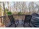 Outdoor deck with comfortable chairs, wood flooring, and a view of the natural landscape at 2425 Pemberton Pt, Buford, GA 30519