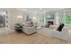 Bright living room featuring modern fireplace, plush seating arrangements, decorative lighting, and lots of natural light at 133 Frontier Way, Mcdonough, GA 30253