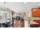 Open floor plan featuring an eat-in kitchen that flows into a cozy living room with a fireplace at 106 Dustin Dr, Stockbridge, GA 30281