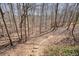 Backyard treeline with a stepping stone staircase leading down the sloped landscape at 586 Devon Brooke Dr, Woodstock, GA 30188