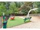 Community dog park featuring play equipment, benches, and waste station, surrounded by lush greenery and trees at 795 Hammond Dr # 801, Atlanta, GA 30328