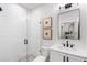Modern bathroom showcasing a glass-enclosed shower, stylish vanity, and elegant fixtures for a spa-like experience at 315 Chiswick Cir # 38, Alpharetta, GA 30009