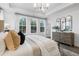 Bright bedroom with a tray ceiling, three windows, and decor in a neutral color palette at 315 Chiswick Cir # 38, Alpharetta, GA 30009