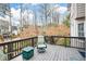 Charming deck offering outdoor seating and scenic views of the lush backyard and mature trees at 608 Ridge Crossing Dr, Woodstock, GA 30189