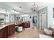 Spacious bathroom with granite countertop and makeup vanity at 112 Rocky Creek Trl, Woodstock, GA 30188