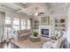 Bright living room with a fireplace, built-in shelves and coffered ceilings at 3538 Lily Magnolia Ct, Buford, GA 30519