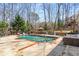 Private backyard pool with brick coping and plenty of space for lounging at 3345 Highgate Hills Ne Dr, Duluth, GA 30097