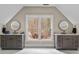 Bathroom with double vanities, marble floors, a picture window, and neutral colors at 1066 Fairway Valley Dr, Woodstock, GA 30189