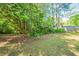 Green backyard featuring mature trees and a lush lawn at 5500 Marbut Forest Way, Lithonia, GA 30058