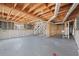 Unfinished basement featuring exposed wood ceiling, concrete floor, and a staircase at 1780 Williams Cir, Cumming, GA 30041